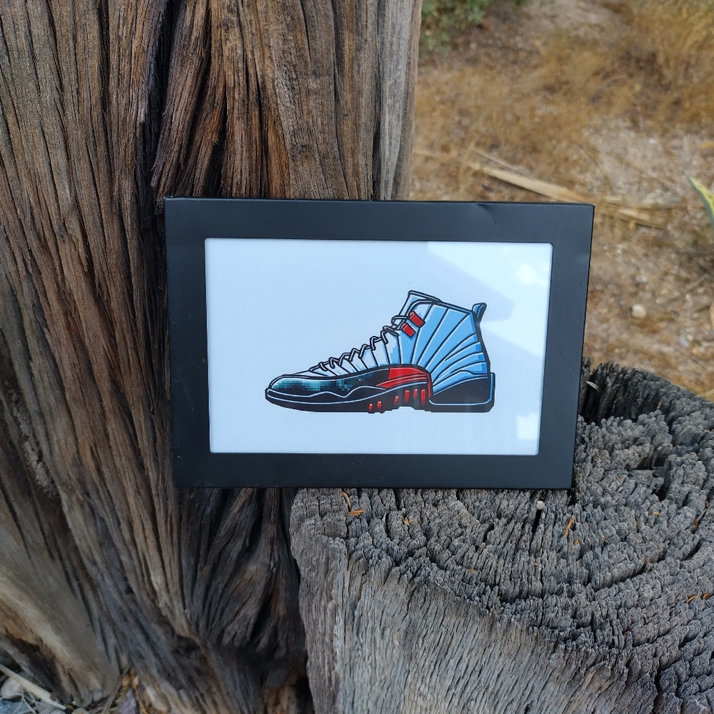 8 Bit Jordan 12 Framed Mini Art Print lo-fi Pixel Art By Neon Nicho